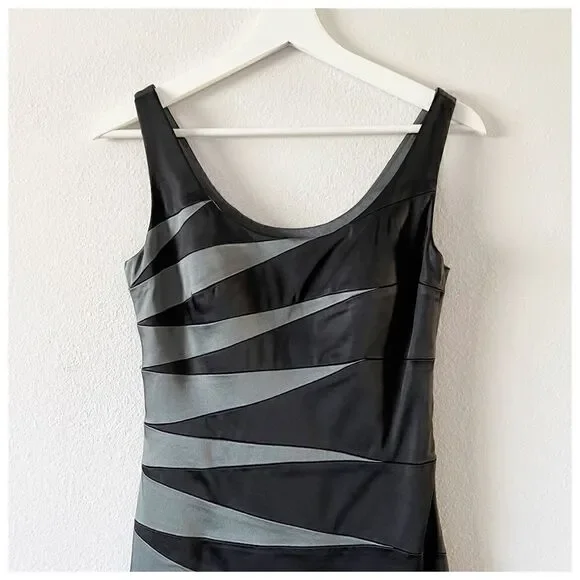 JAX Sleeveless Color-block Geometric Sunbeam Sheath Bodycon Cocktail Dress - Picture 2 of 6